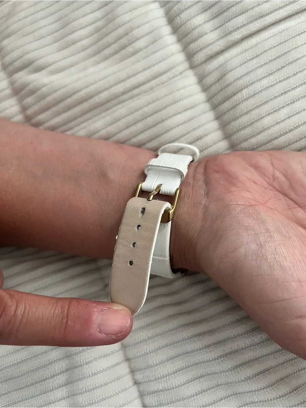 August Steiner diamond watch. New. White leather band.